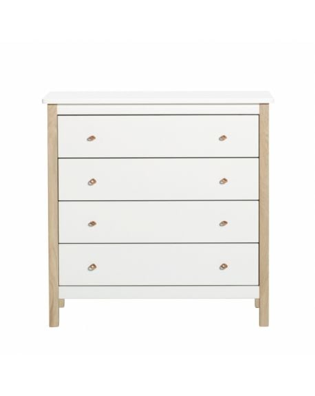 Oliver Furniture - Commode à langer 4 tiroirs - Blanc/Chêne