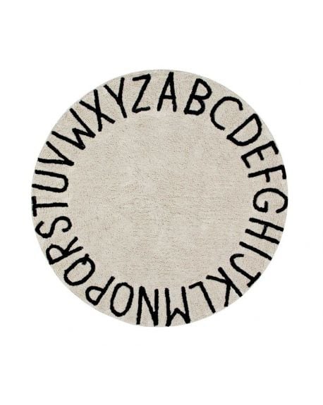 LORENA CANALS - Washable Rug Round ABC Natural - Black - Ø150