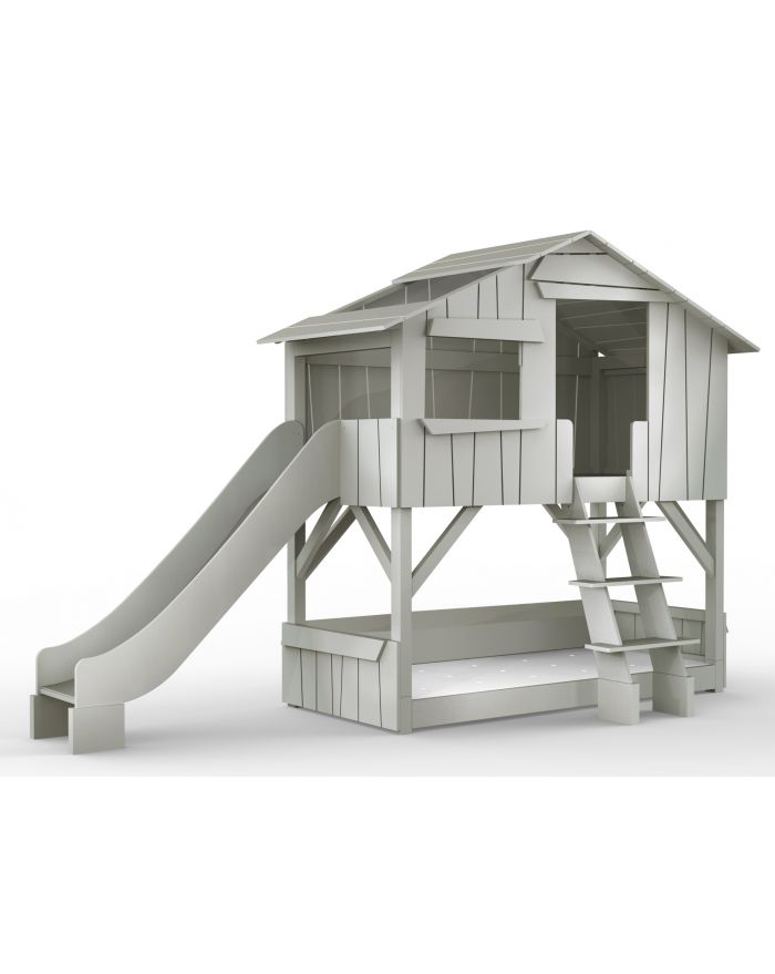 tree house bunk bed with platform and slide