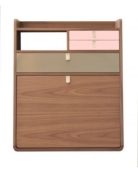 Harto - Gaston wall secretary - Walnut - 80 cm - different colors available for drawer
