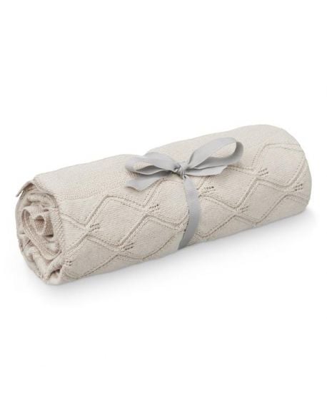 CAM CAM COPENHAGEN - Leaf Knit Blanket 80x100cm - GOTS - Sand