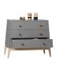 LEANDER Commode LUNA, Gris/Chêne