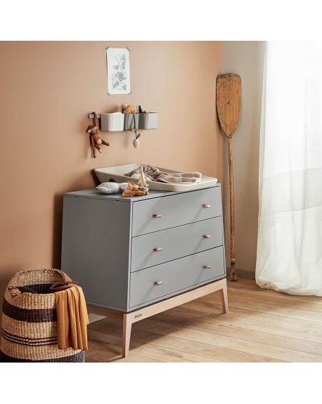 LEANDER Commode LUNA, Gris/Chêne