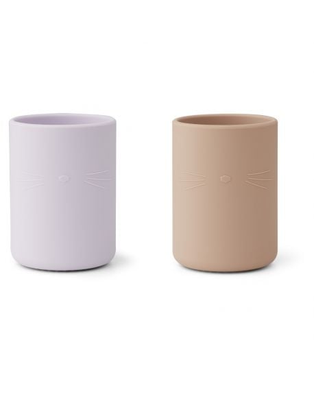 Liewood - Gene Silicone Cup 2 Pack - Cat dark rose