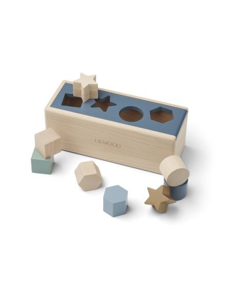 Liewood - Puzzle en bois Midas - Geometric bleu baleine