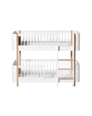 Oliver Furniture - Mini+, lit superposé mi-haut, 68x162cm. blanc/chêne