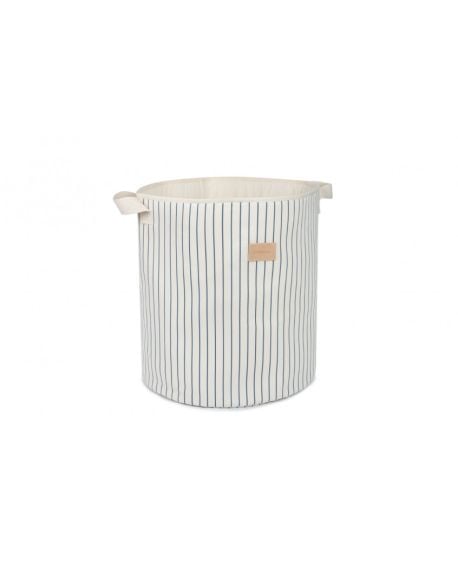 nobodinoz - Odéon - sac a jouet - blue thin stripes natural