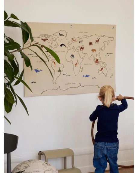 FERM LIVING KIDS - world textile map off-white