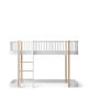 Oliver Furniture - Lit Mezzanine mi-haut 90x200 cm - Blanc/Chêne
