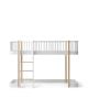 Oliver Furniture - Wood Low loft bed - White/Oak - 90x200 cm