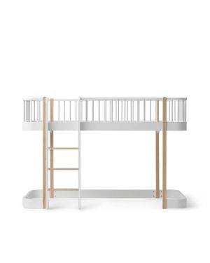Oliver Furniture - Lit Mezzanine mi-haut 90x200 cm - Blanc/Chêne