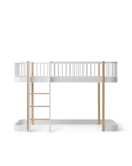 Oliver Furniture - Lit Mezzanine mi-haut 90x200 cm - Blanc/Chêne