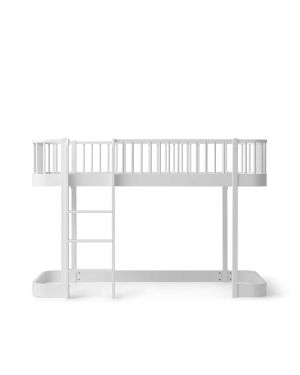 Oliver Furniture - Wood Low loft bed - White - 90x200 cm