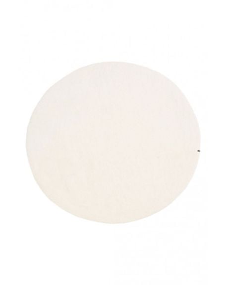 MUSKHANE- Tapis rond en feutre Kali / 120 cm Pierre clair / Lotus Blanc