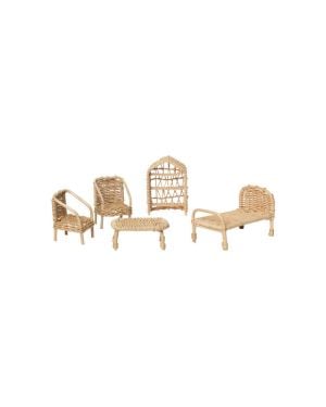 FERM LIVING KIDS - Rattan Dollhouse Furniture - Set of 5
