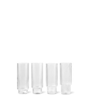 FERM LIVING - Grand Verres à eau Ripple - claire - pack de 4