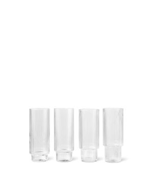 FERM LIVING - Ripple Long drink water Glasses - clear - set of 4