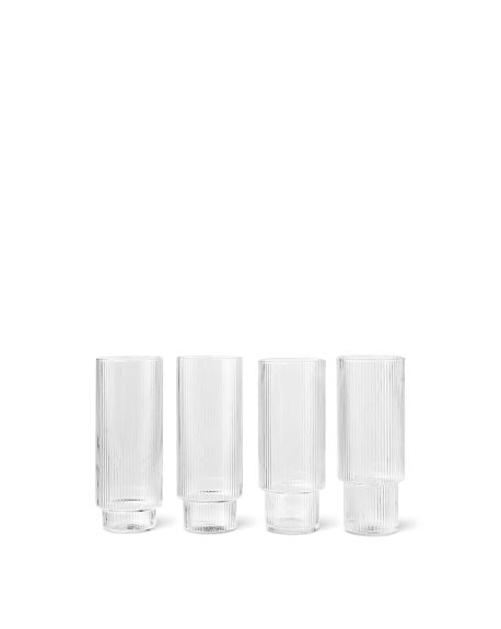 FERM LIVING - Grand Verres à eau Ripple - claire - pack de 4