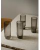 FERM LIVING - Ripple Long drink water Glasses - smoked grey - set of 4