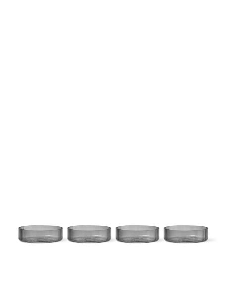 FERM LIVING - Bols de Service Ripple - gris fumé - Lot de 4