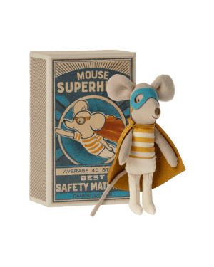 MAILEG - Super hero mouse, Little brother in matchbox