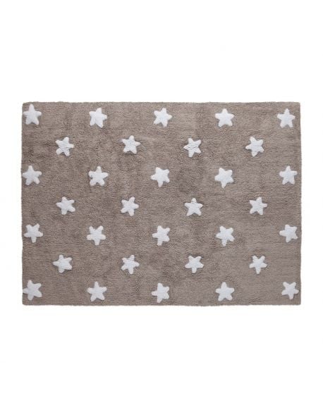 LORENA CANALS-TAPIS COTON ETOILES-Beige avec étoiles crême 120 x 160 cm