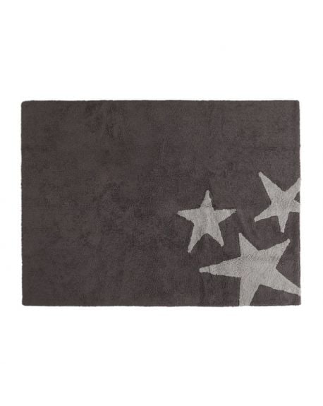 LORENA CANALS-TAPIS COTON 3 ETOILES-Fond taupe et 3 étoiles 120 x 160 cm