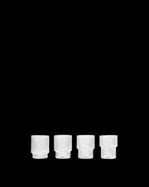 FERM LIVING - Petit Verres à digestifs Ripple - Gris fumé - Pack de 4