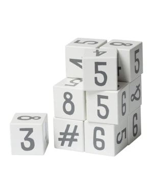 SEBRA - Blocs numériques en bois 12pcs - Blanc