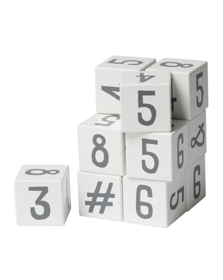 SEBRA - Wooden Number Blocks 12pcs - White