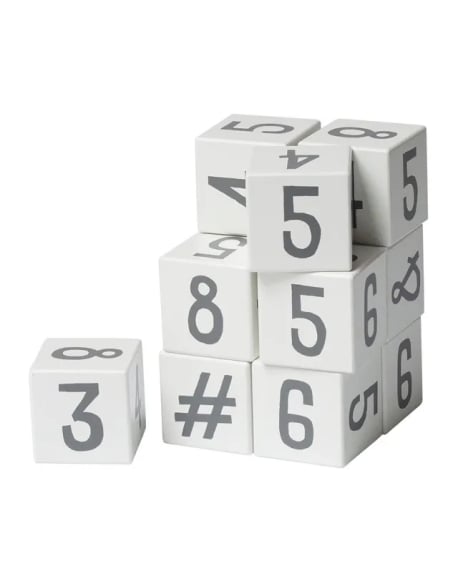 SEBRA - Wooden Number Blocks 12pcs - White