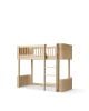 Oliver Furniture - Lit Mezzanine Mi-haut Wood Mini + - Sans kit Junior - Chêne - l 74 × L 166 × h 132 cm