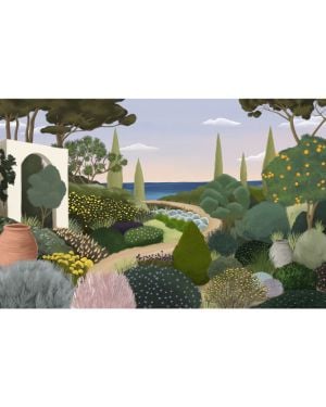 Les Dominotiers - Custom Wallpaper - Mediterranean Garden Panoramic Decor
