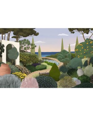 Les Dominotiers - Papier peint sur mesure - Décor Panoramique Jardin Méditerraneen