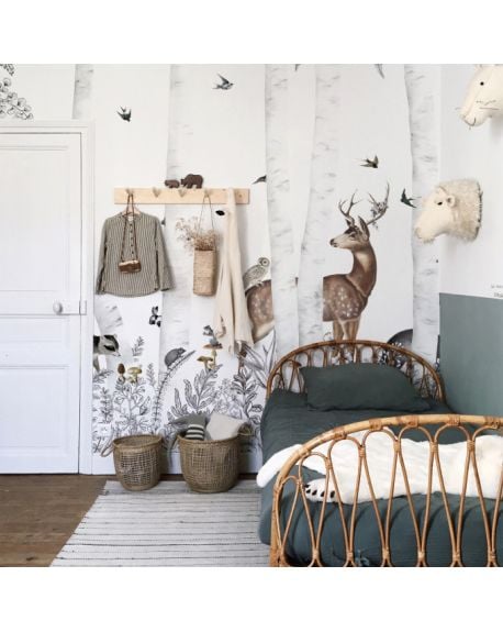 Les Dominotiers - Custom Wallpaper - Woody Chesnut Panoramic Decor