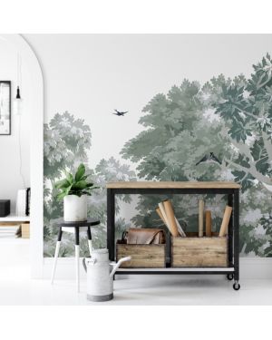 Les Dominotiers - Custom Wallpaper - Dream Forest Green Panoramic Decor