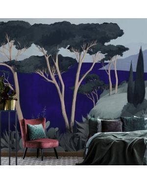 Les Dominotiers - Papier peint sur mesure - Décor Panoramique Lago di Garda Blue