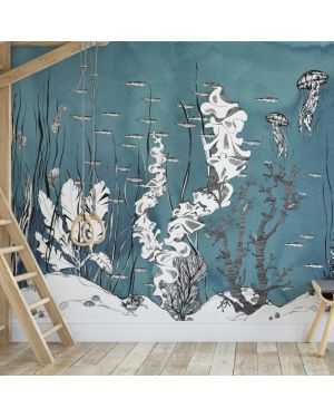 Les Dominotiers - Custom Wallpaper - Underwater Midnight Panoramic Decor