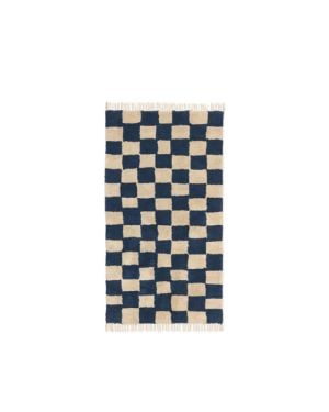 FERM LIVING - Tapis lavable Mara - Bleu profond / sable chaud