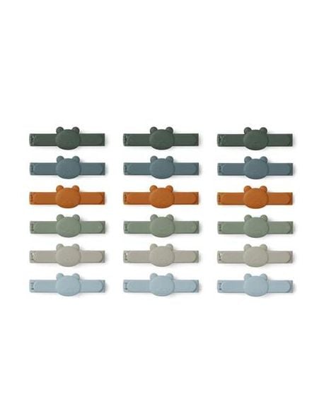 Liewood - Lot De 18 Pinces à Sac Gonzo - Vert Multi Mix