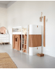 Oliver Furniture - Lit Mezzanine Mi-Haut Wood Mini+ - Blanc / Chêne