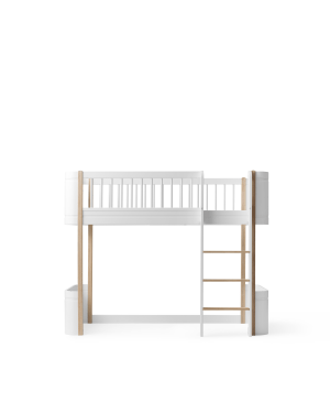 Oliver Furniture - Lit Mezzanine Mi-Haut Wood Mini+ 68x162 cm - Blanc / Chêne