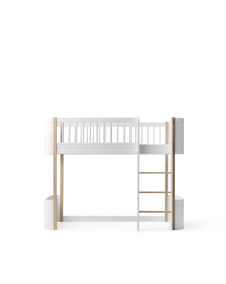 Oliver Furniture - Lit Mezzanine Mi-Haut Wood Mini+ - Blanc / Chêne