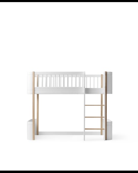 Oliver Furniture - Wood Mini+ Low Loft Bed - White / Oak
