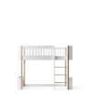 Oliver Furniture - Lit Mezzanine Mi-Haut Wood Mini+ 68x162 cm - Blanc / Chêne