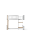 Oliver Furniture - Wood Mini+ Low Loft Bed 68x162cm - White / Oak