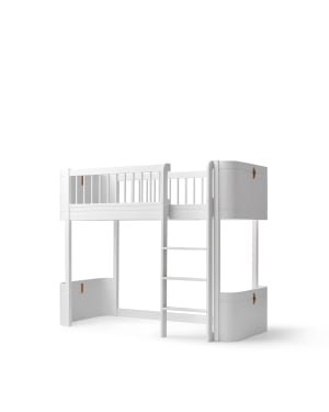Oliver Furniture - Lit Mezzanine Mi-Haut Wood Mini+ 68x162 cm - Blanc