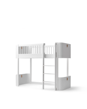 Oliver Furniture - Wood Mini+ Low Loft Bed 68x162cm - White