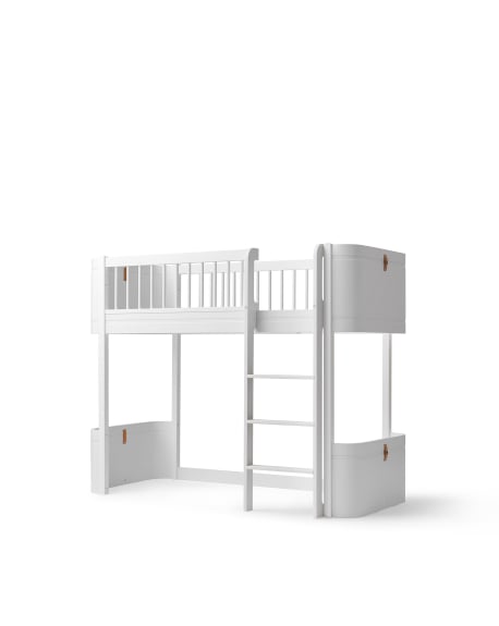 Oliver Furniture - Wood Mini+ Low Loft Bed 68x162cm - White