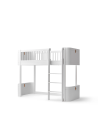 Oliver Furniture - Lit Mezzanine Mi-Haut Wood Mini+ 68x162 cm - Blanc